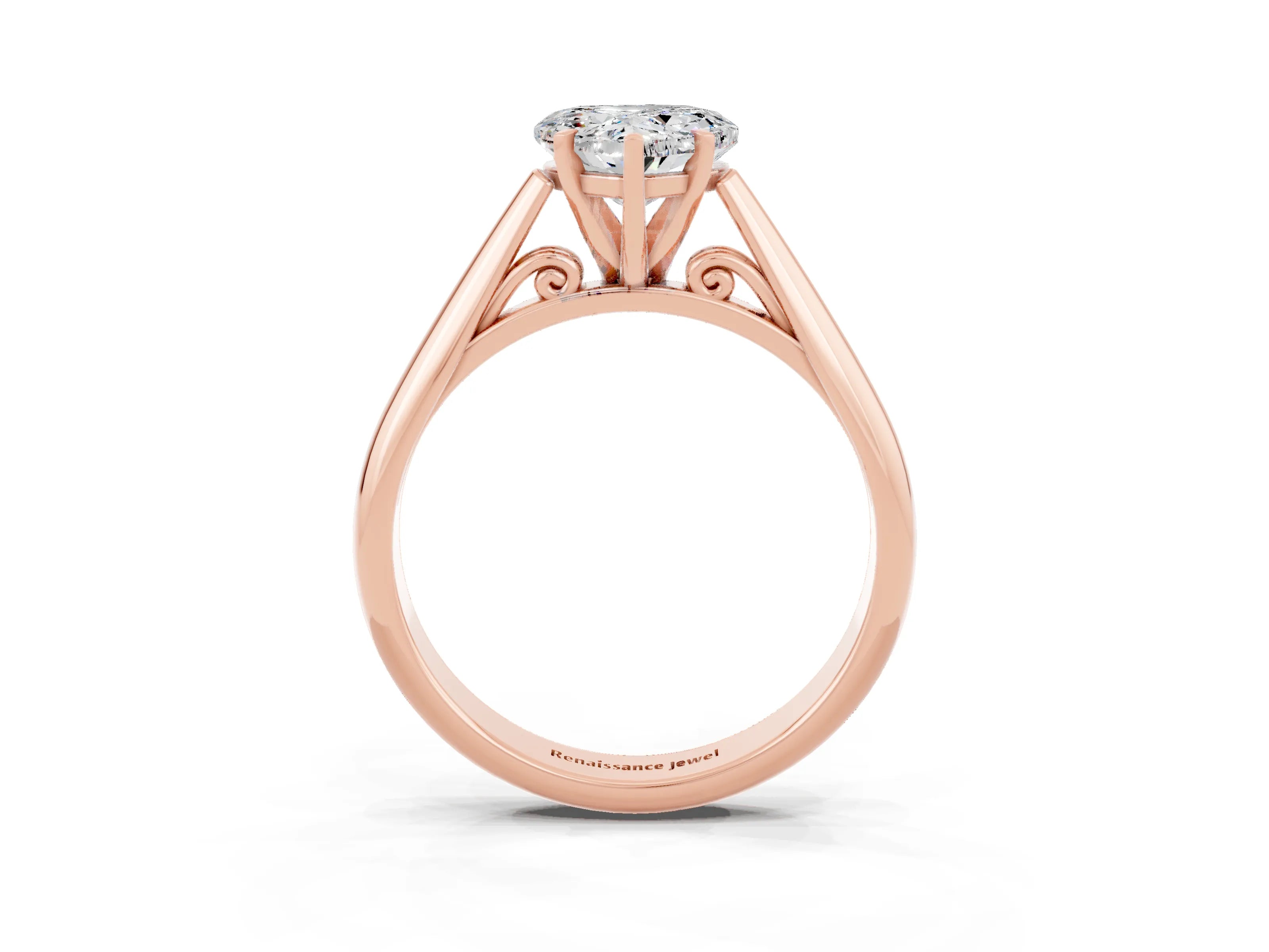 Rose gold Heart Cut Moissanite Solitaire Engagement Ring with Cathedral Setting and Four-Prong Mount_15