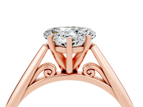 Rose gold Heart Cut Moissanite Solitaire Engagement Ring with Cathedral Setting and Four-Prong Mount_16