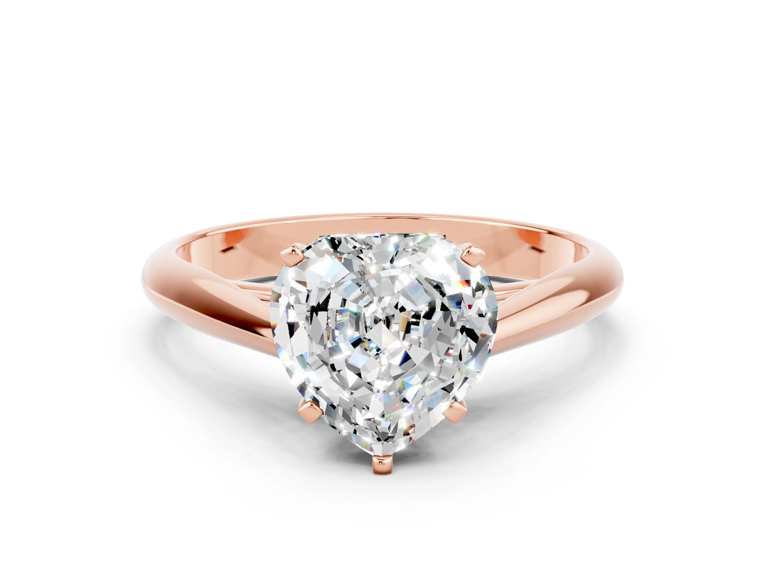 Rose gold Heart Cut Moissanite Solitaire Engagement Ring with Cathedral Setting and Four-Prong Mount_66