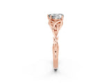 Rose gold Heart Cut Moissanite Solitaire Engagement Ring with Celtic Knot Band and Four-Prong Setting_2