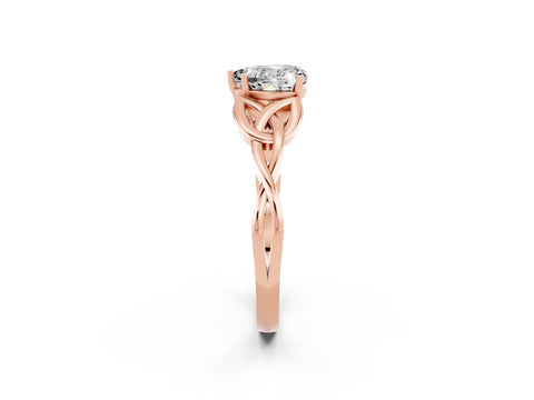 Rose gold Heart Cut Moissanite Solitaire Engagement Ring with Celtic Knot Band and Four-Prong Setting_2