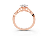 Rose gold Heart Cut Moissanite Solitaire Engagement Ring with Celtic Knot Band and Four-Prong Setting_3