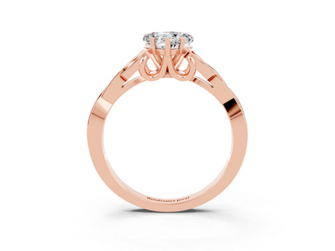 Rose gold Heart Cut Moissanite Solitaire Engagement Ring with Celtic Knot Band and Four-Prong Setting_3