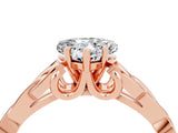 Rose gold Heart Cut Moissanite Solitaire Engagement Ring with Celtic Knot Band and Four-Prong Setting_4