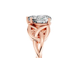 Rose gold Heart Cut Moissanite Solitaire Engagement Ring with Celtic Knot Band and Four-Prong Setting_5