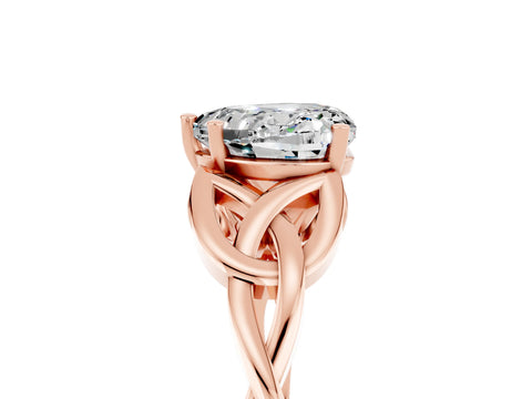Rose gold Heart Cut Moissanite Solitaire Engagement Ring with Celtic Knot Band and Four-Prong Setting_5