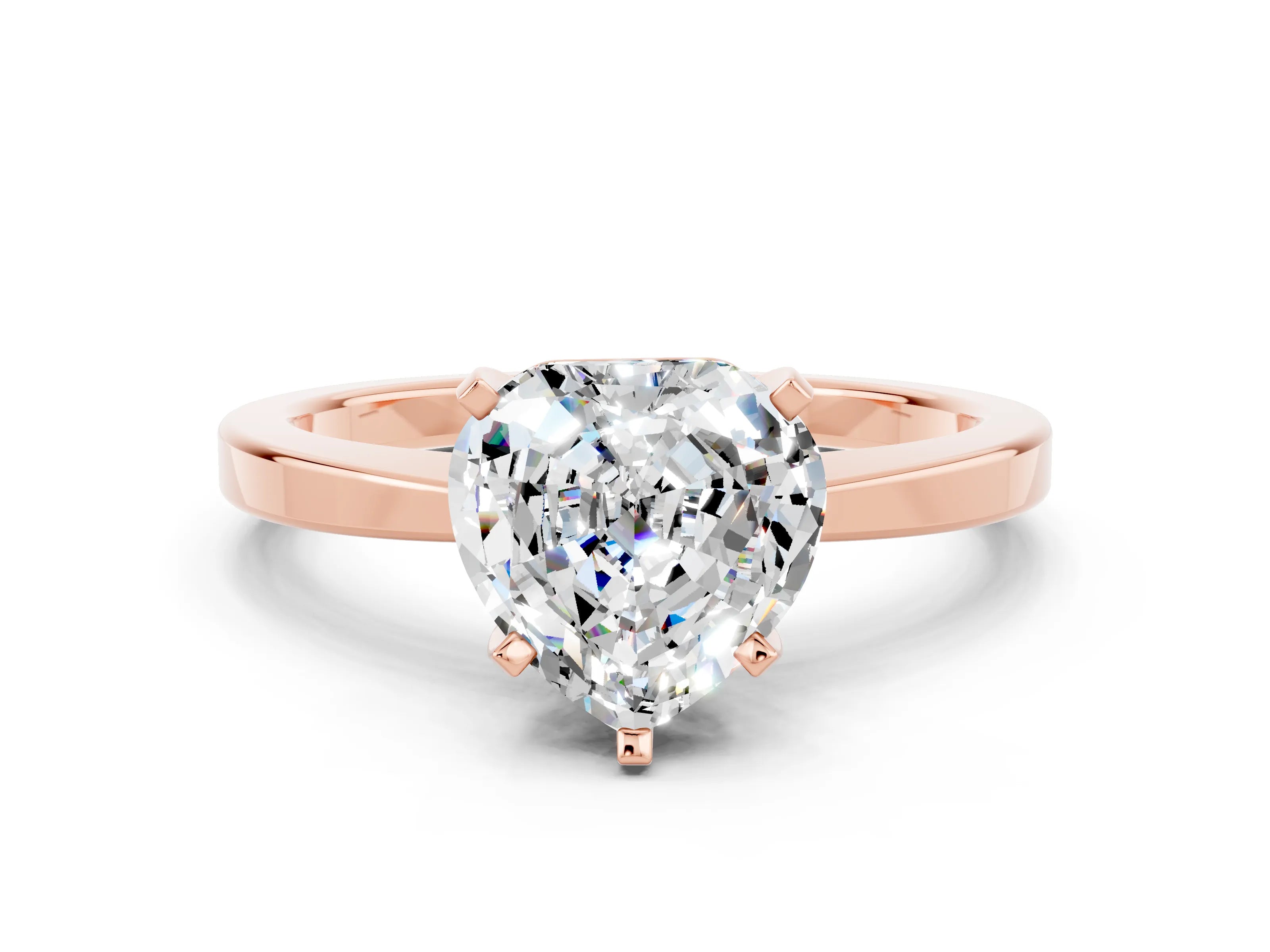 Rose gold Heart Cut Moissanite Solitaire Engagement Ring with Classic Band and Four-Prong Setting_24
