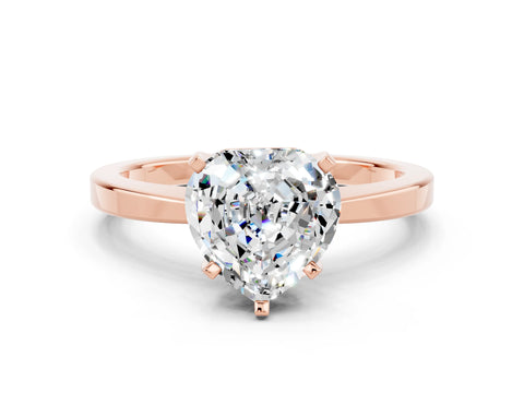 Rose gold Heart Cut Moissanite Solitaire Engagement Ring with Classic Band and Four-Prong Setting_24