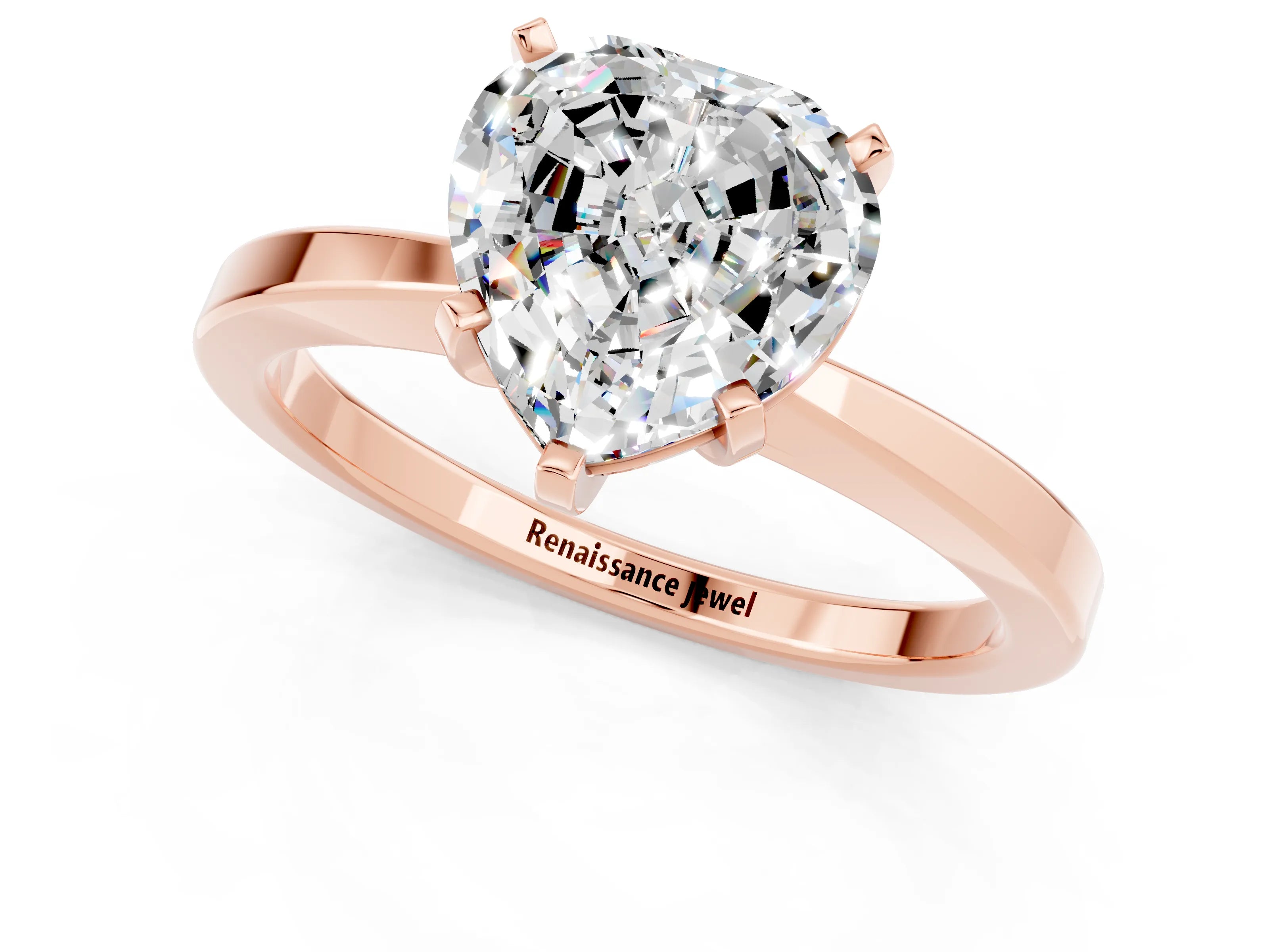 Rose gold Heart Cut Moissanite Solitaire Engagement Ring with Classic Band and Four-Prong Setting_25