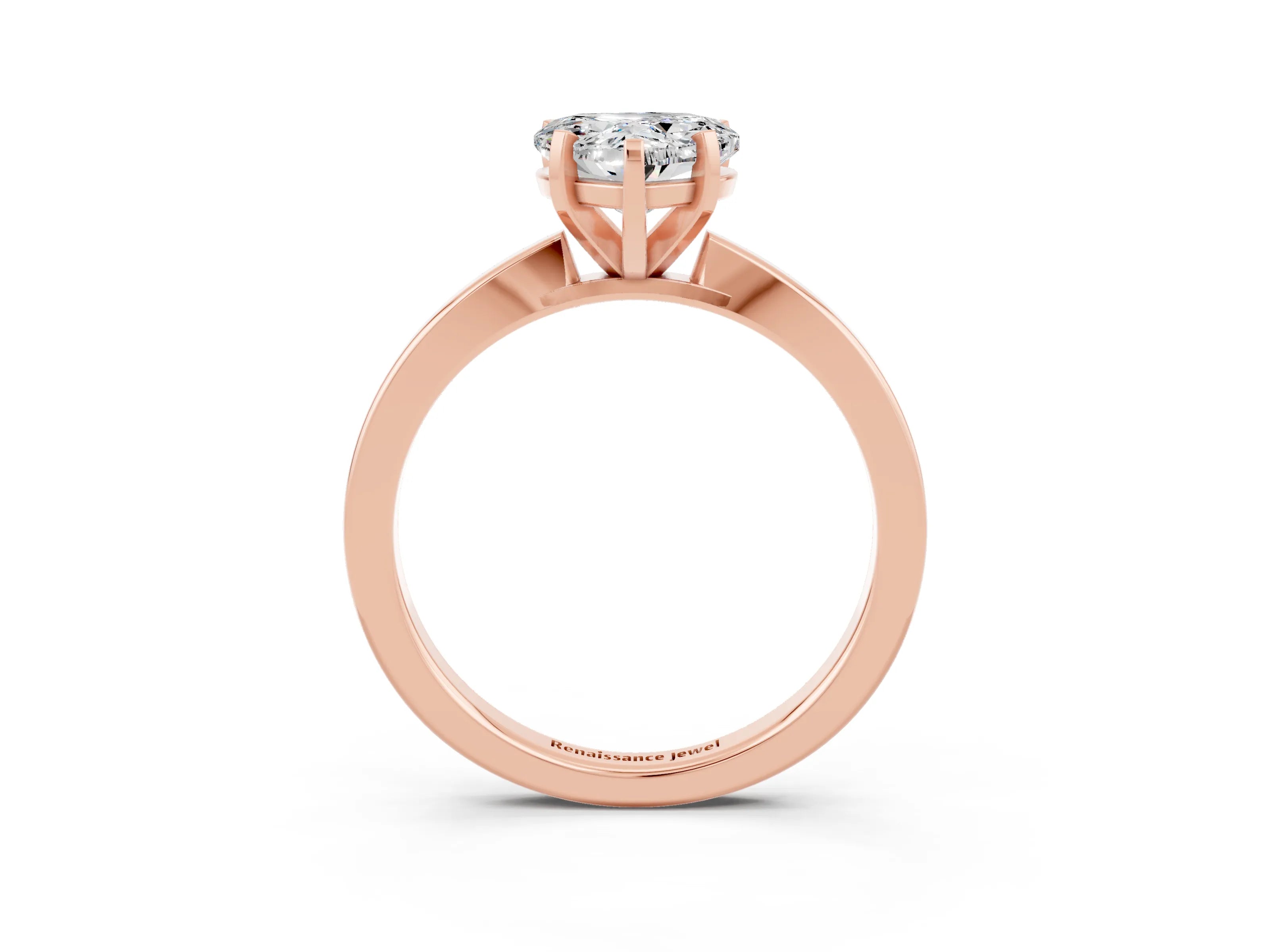 Rose gold Heart Cut Moissanite Solitaire Engagement Ring with Classic Band and Four-Prong Setting_27