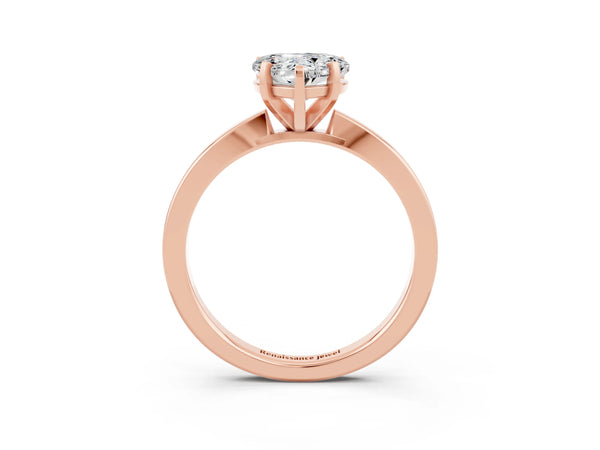 Rose gold Heart Cut Moissanite Solitaire Engagement Ring with Classic Band and Four-Prong Setting