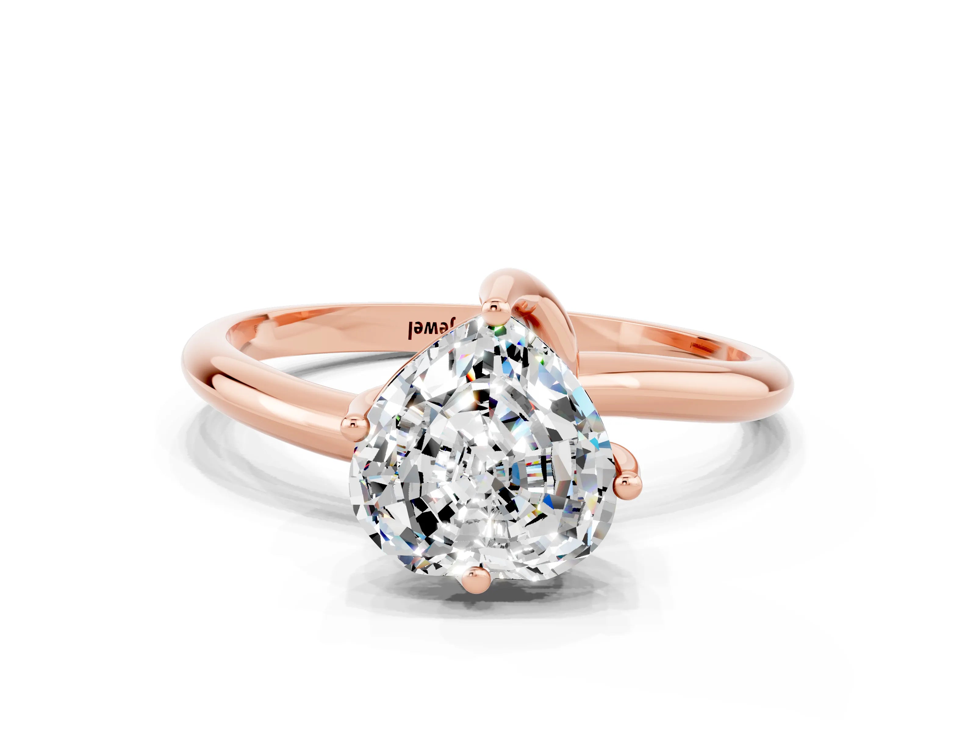 Rose gold Heart Cut Moissanite Solitaire Engagement Ring with Four-Prong Setting and Classic Band_12
