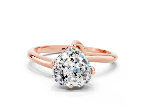 Rose gold Heart Cut Moissanite Solitaire Engagement Ring with Four-Prong Setting and Classic Band_12