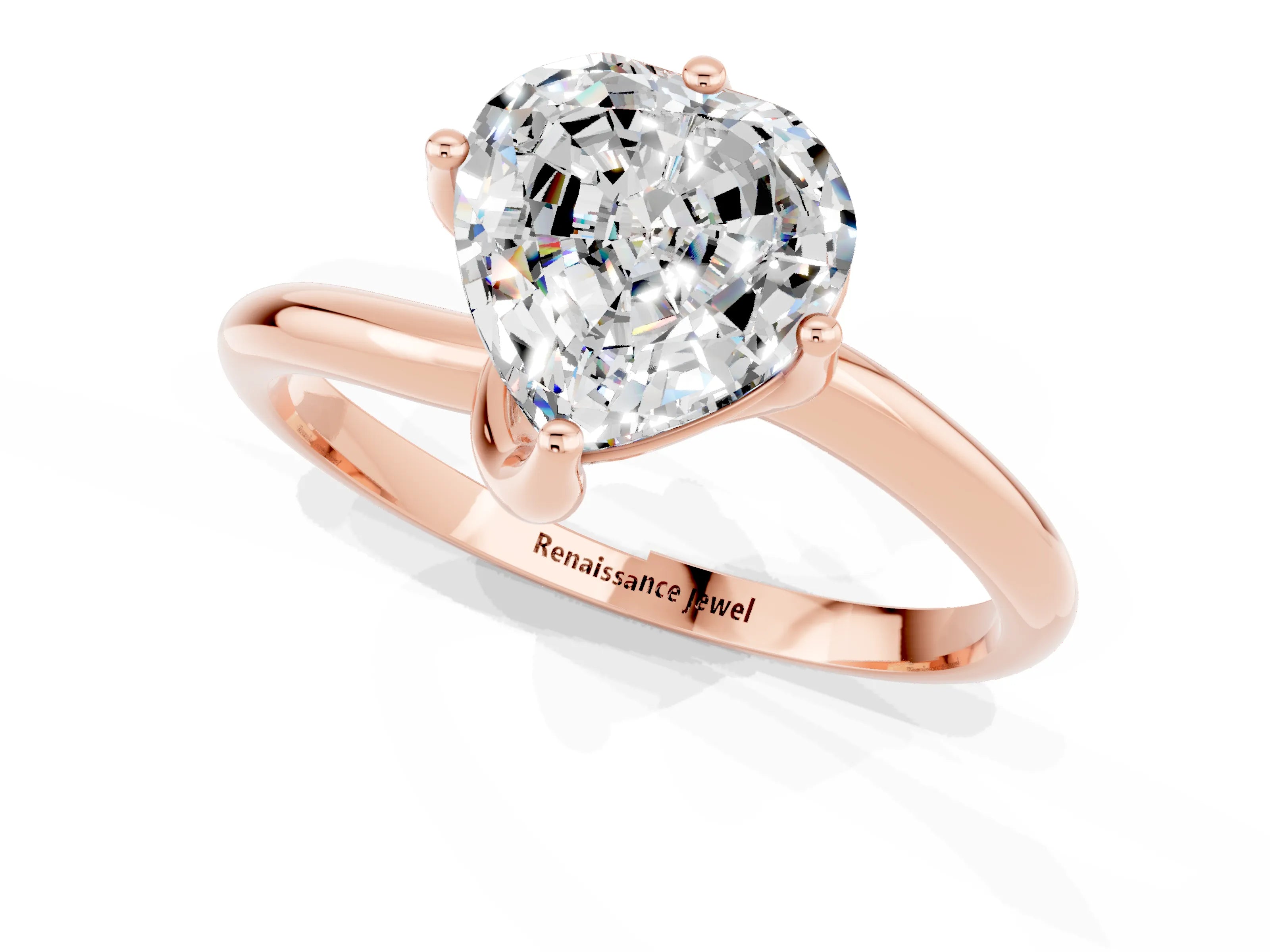 Rose gold Heart Cut Moissanite Solitaire Engagement Ring with Four-Prong Setting and Classic Band_13