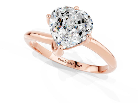 Rose gold Heart Cut Moissanite Solitaire Engagement Ring with Four-Prong Setting and Classic Band_13