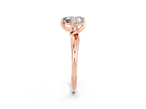 Rose gold Heart Cut Moissanite Solitaire Engagement Ring with Four-Prong Setting and Classic Band