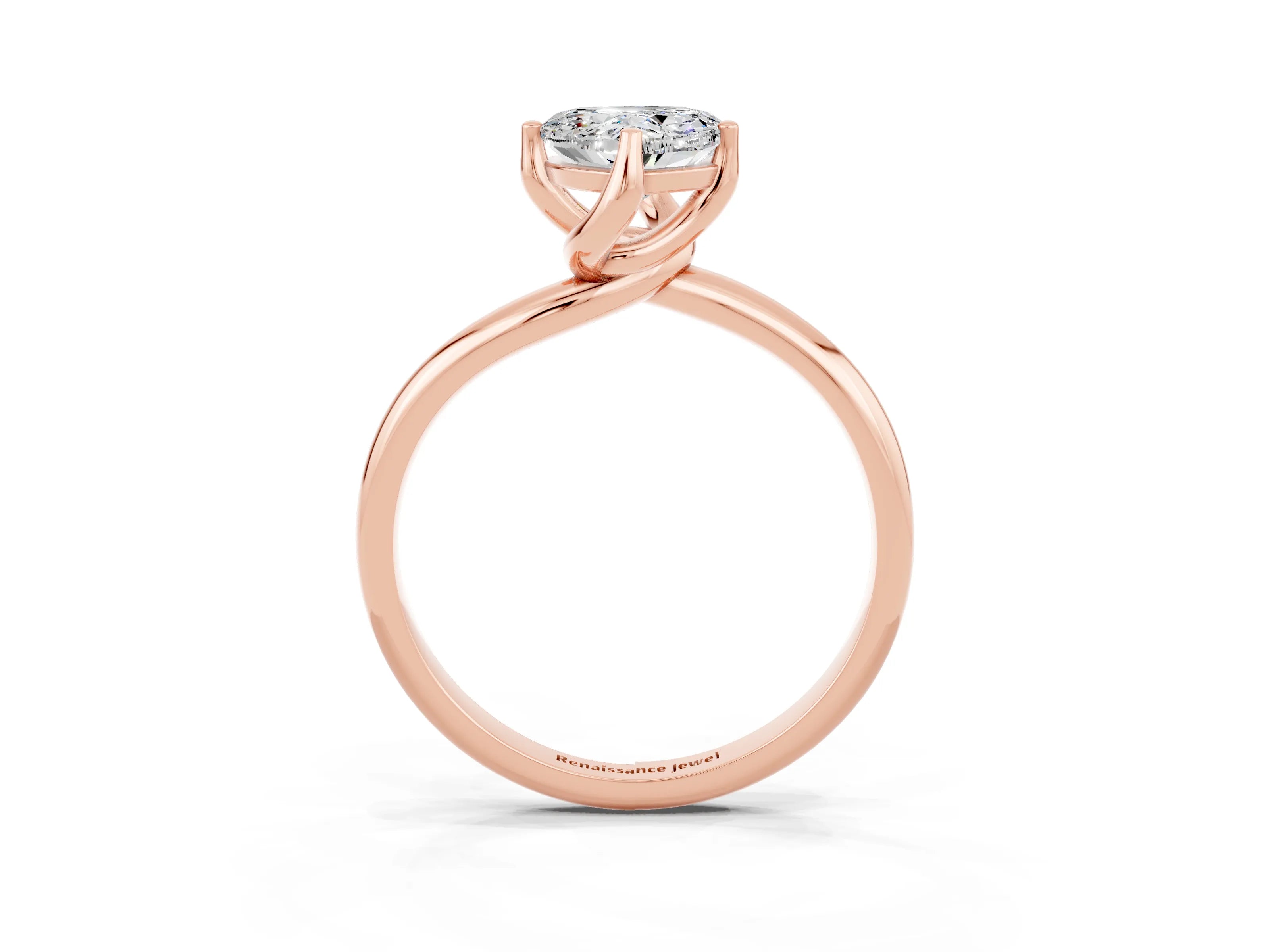 Rose gold Heart Cut Moissanite Solitaire Engagement Ring with Four-Prong Setting and Classic Band_15