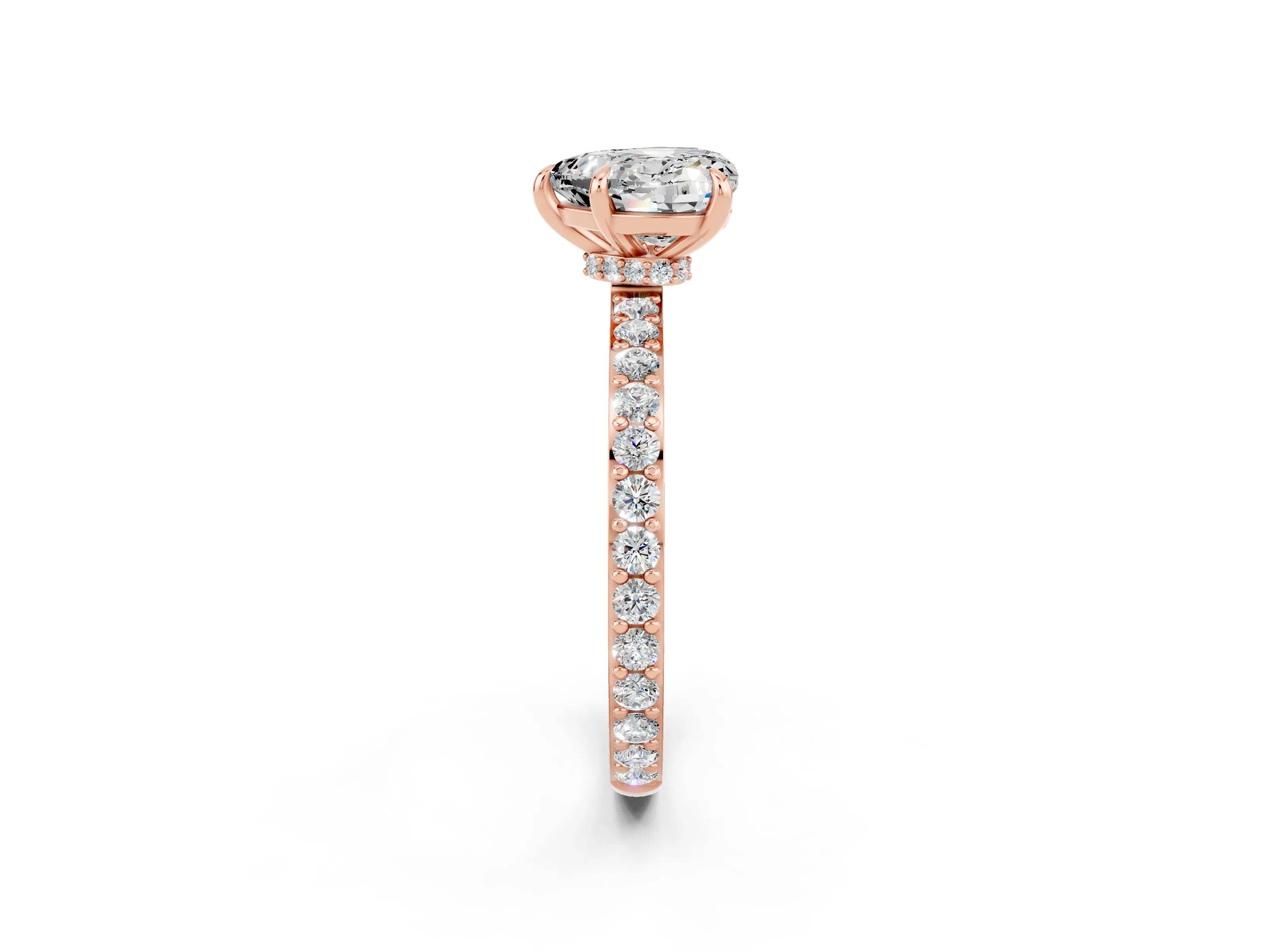 Rose gold Heart Cut Moissanite Solitaire Engagement Ring with Pavé Band and Four-Prong Setting_2