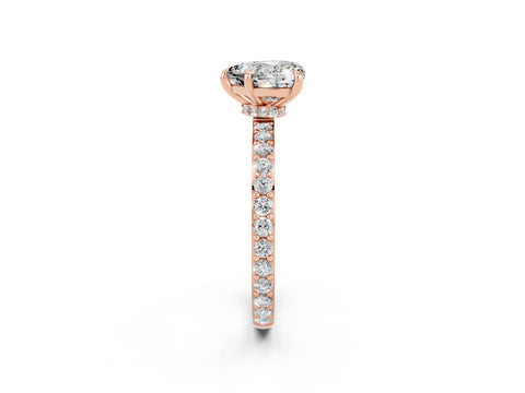 Rose gold Heart Cut Moissanite Solitaire Engagement Ring with Pavé Band and Four-Prong Setting_2