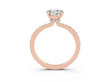 Rose gold Heart Cut Moissanite Solitaire Engagement Ring with Pavé Band and Four-Prong Setting_3