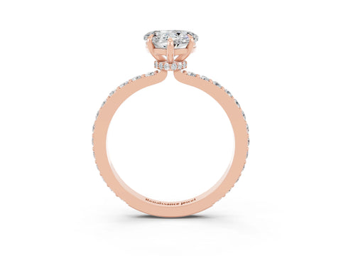Rose gold Heart Cut Moissanite Solitaire Engagement Ring with Pavé Band and Four-Prong Setting_3