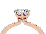 Rose gold Heart Cut Moissanite Solitaire Engagement Ring with Pavé Band and Four-Prong Setting_4