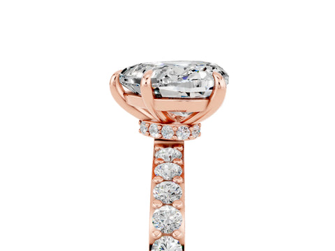 Rose gold Heart Cut Moissanite Solitaire Engagement Ring with Pavé Band and Four-Prong Setting_5