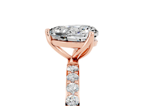 Rose gold Heart Cut Moissanite Solitaire Engagement Ring with Pavé Band and Prong Setting_5