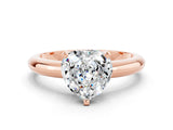 Rose gold Heart Cut Moissanite Solitaire Engagement Ring with Round Band and Four-Prong Setting