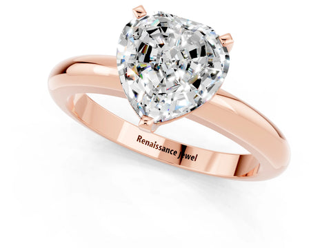 Rose gold Heart Cut Moissanite Solitaire Engagement Ring with Round Band and Four-Prong Setting_1