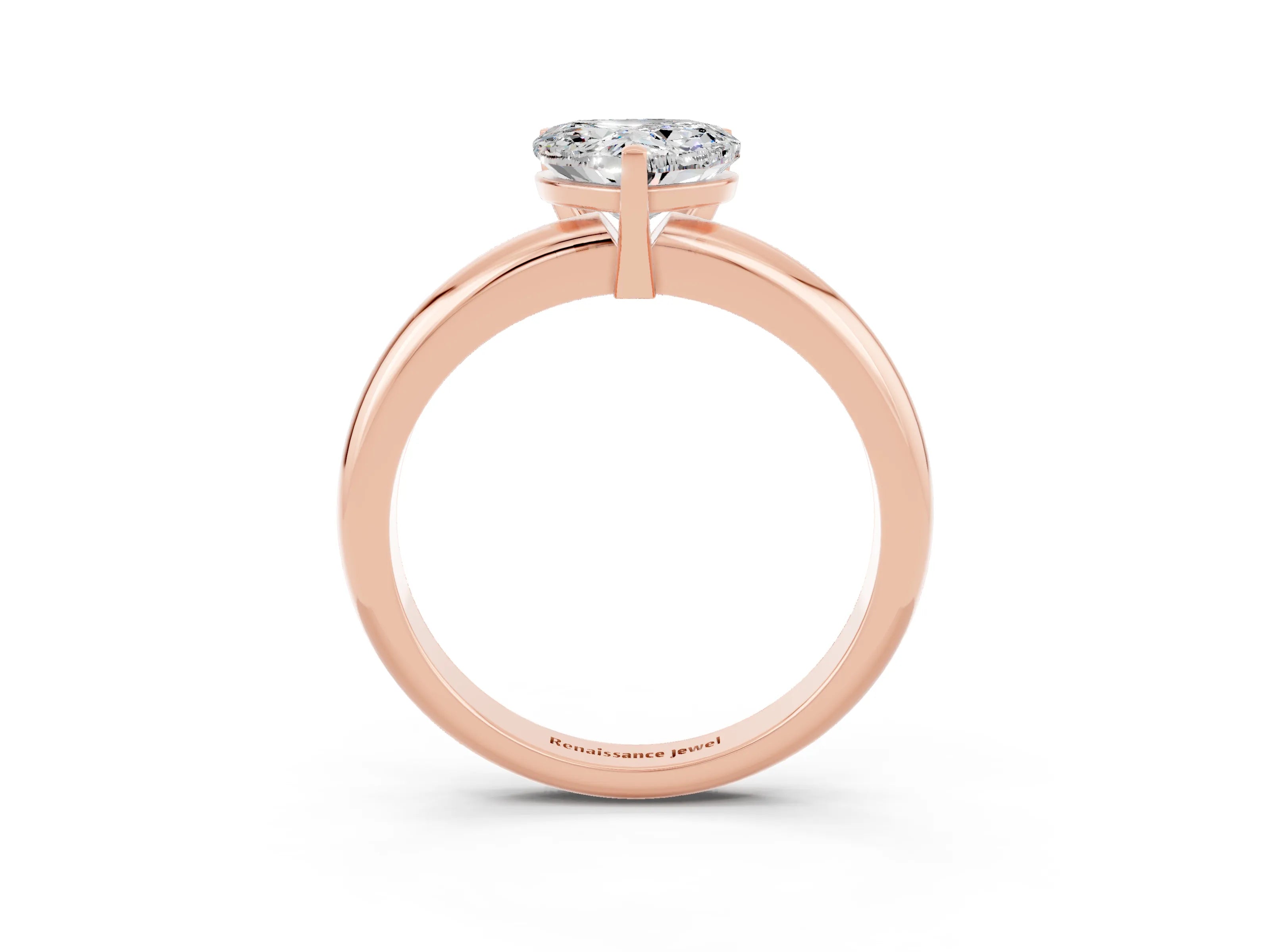 Rose gold Heart Cut Moissanite Solitaire Engagement Ring with Round Band and Four-Prong Setting_3