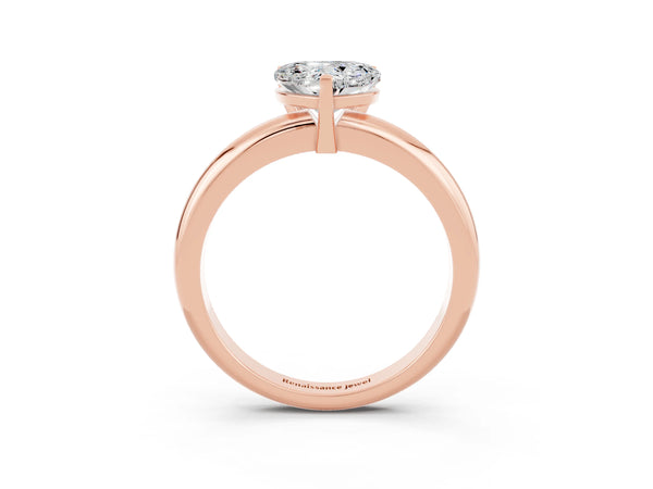 Rose gold Heart Cut Moissanite Solitaire Engagement Ring with Round Band and Four-Prong Setting