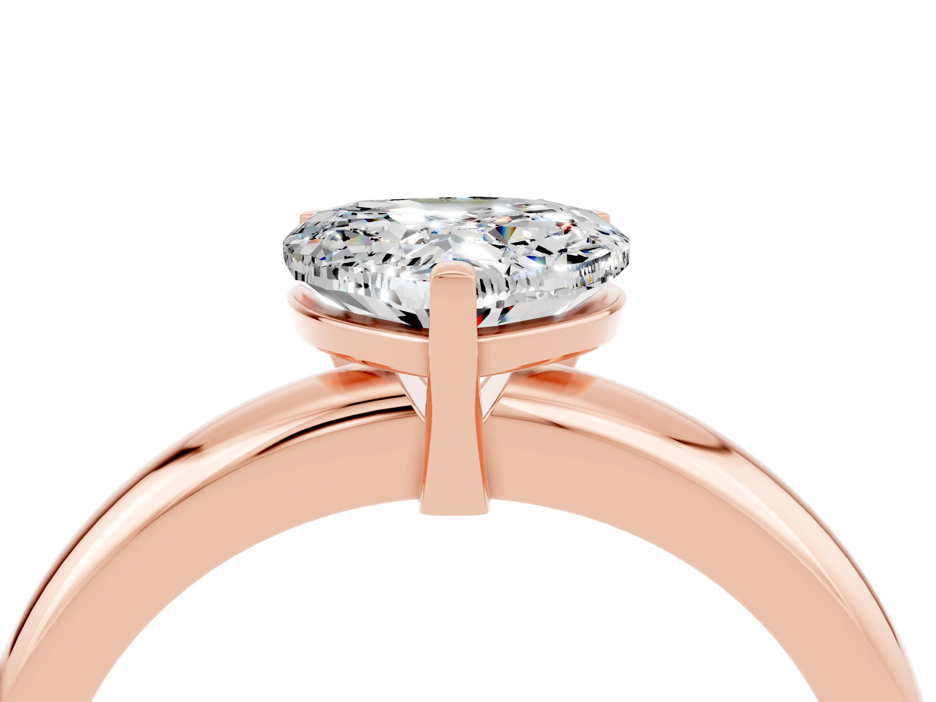 Rose gold Heart Cut Moissanite Solitaire Engagement Ring with Round Band and Four-Prong Setting_4