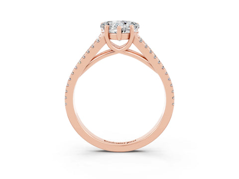 Rose gold Heart Cut Moissanite Solitaire Engagement Ring with Split Shank Pavé Band_3