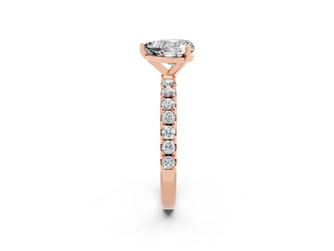 Rose gold Heart Cut Moissanite Solitaire Pavé Band with Four-Prong Setting_2