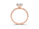 Rose gold Heart Cut Moissanite Solitaire Pavé Band with Four-Prong Setting_3