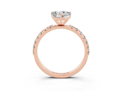 Rose gold Heart Cut Moissanite Solitaire Pavé Band with Four-Prong Setting_3