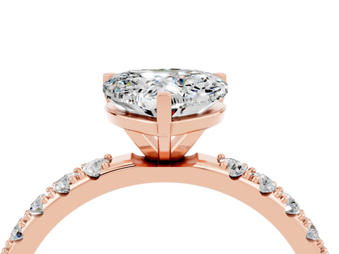 Rose gold Heart Cut Moissanite Solitaire Pavé Band with Four-Prong Setting_4