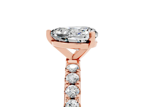 Rose gold Heart Cut Moissanite Solitaire Pavé Band with Four-Prong Setting_5