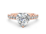 Rose gold Heart Cut Moissanite Solitaire Pavé Engagement Ring with Round Band and Prong Setting_12
