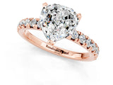 Rose gold Heart Cut Moissanite Solitaire Pavé Engagement Ring with Round Band and Prong Setting_13