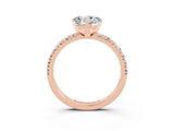 Rose gold Heart Cut Moissanite Solitaire Pavé Engagement Ring with Round Band and Prong Setting_15