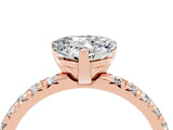 Rose gold Heart Cut Moissanite Solitaire Pavé Engagement Ring with Round Band and Prong Setting_16