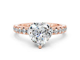 Rose gold Heart Cut Moissanite Solitaire Pavé Engagement Ring with Round Band and Prong Setting_72