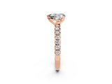 Rose gold Heart Cut Moissanite Solitaire Pavé Engagement Ring with Round Band and Prong Setting_74