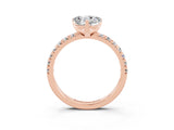 Rose gold Heart Cut Moissanite Solitaire Pavé Engagement Ring with Round Band and Prong Setting_75