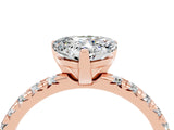 Rose gold Heart Cut Moissanite Solitaire Pavé Engagement Ring with Round Band and Prong Setting_76