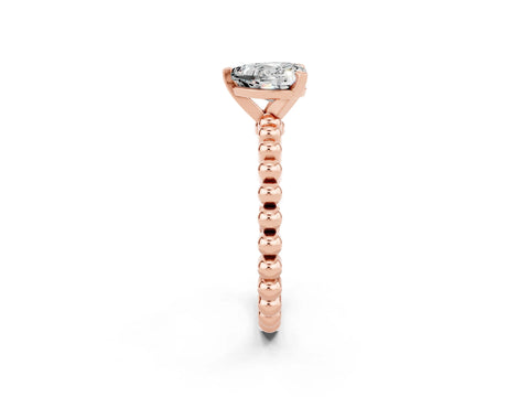 Rose gold Heart Cut Moissanite Solitaire Ring with Beaded Band and Prong Setting_2