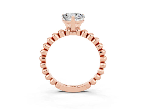 Rose gold Heart Cut Moissanite Solitaire Ring with Beaded Band and Prong Setting_3