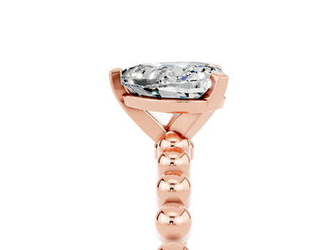 Rose gold Heart Cut Moissanite Solitaire Ring with Beaded Band and Prong Setting_5